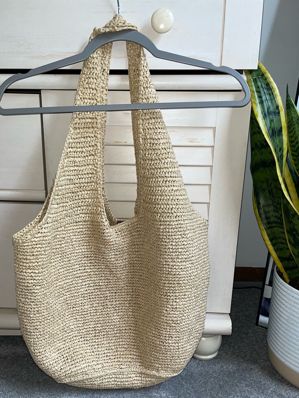 NWT J Crew Large HandKnotted Straw Tote Bag Natural - Picture 4 of 6